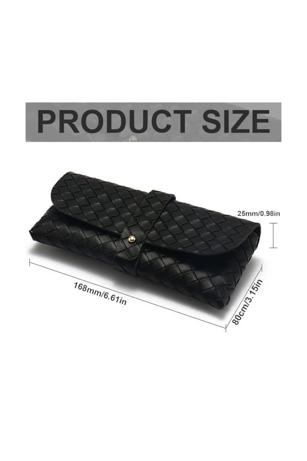 KGDUYC Étuis à lunettes femme,Étuis à lunettes homme,Étui à lunettes à motif tissé en PU, pochette noir, blanc 