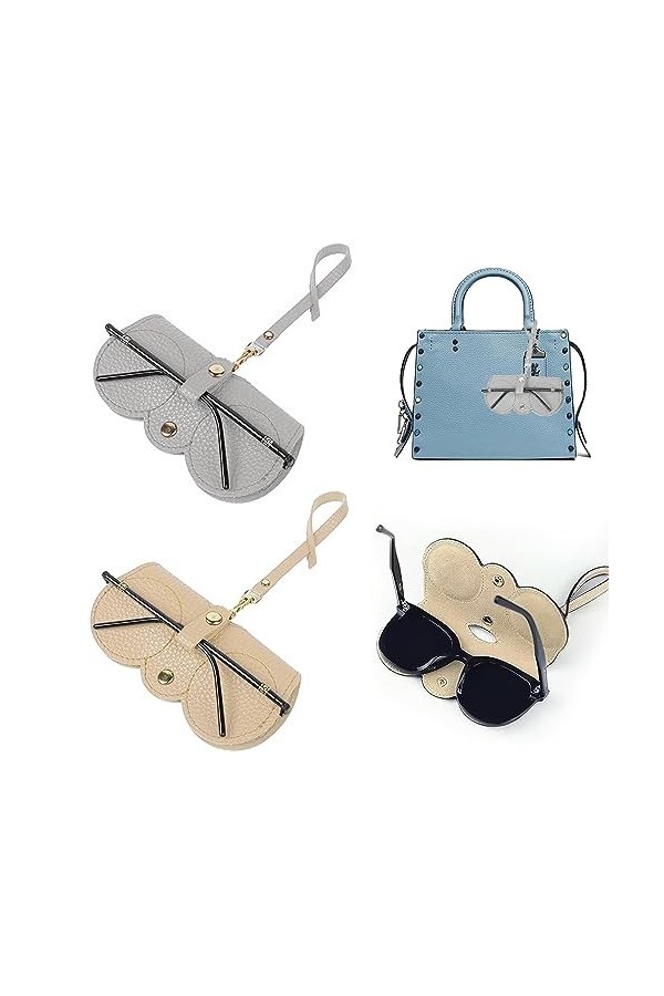 MUYAPAY Sac à lunettes de soleil en cuir souple,2 Pièces Sac de Rangement Souple pour Lunettes de Soleil de Voyage en Cuir PU