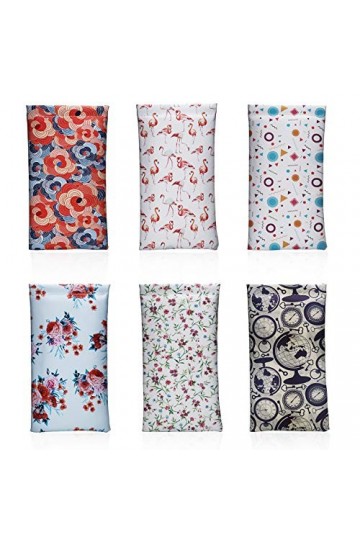 Hifot Étui Lunettes de Soleil 6 pièces, Souple PU Cuir Sac Lunettes, Boitier Lunettes Lecture pour femme homme enfant