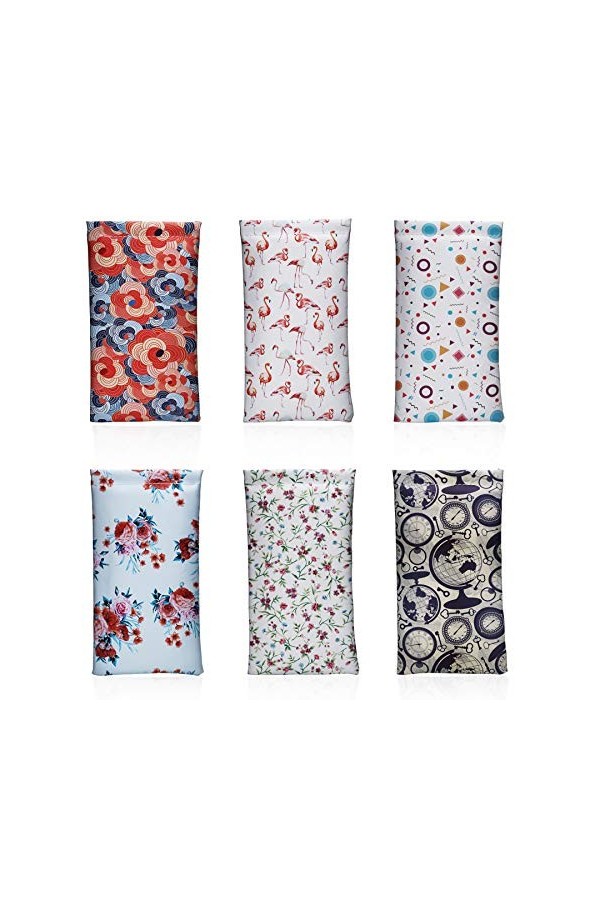 Hifot Étui Lunettes de Soleil 6 pièces, Souple PU Cuir Sac Lunettes, Boitier Lunettes Lecture pour femme homme enfant