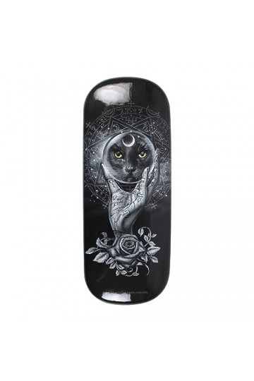 Alchemy Gothic Grimalkins Étui à lunettes en verre : coque rigide de protection avec illustration de chat noir mystique – Co
