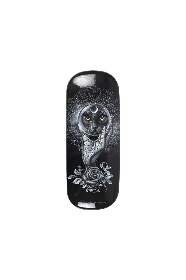 Alchemy Gothic Grimalkins Étui à lunettes en verre : coque rigide de protection avec illustration de chat noir mystique – Co