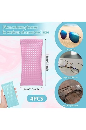 LANSKYLAN 4 Pcs Etui Lunettes Souple Etui Lunettes Cuir Étanche Pochette Lunettes Portable Etui Lunettes&nbsp;de Soleil Souple Ant