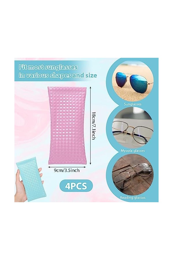 LANSKYLAN 4 Pcs Etui Lunettes Souple Etui Lunettes Cuir Étanche Pochette Lunettes Portable Etui Lunettes&nbsp;de Soleil Souple Ant