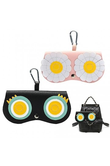 Vasemele 2 Pièces Étui à Lunettes Étui Lunettes Cuir Etuis Lunettes Souple Étui à Lunettes de Voyage Portable PU Cuir Lunette