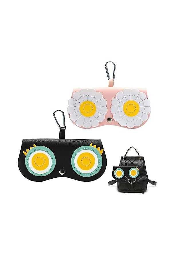 Vasemele 2 Pièces Étui à Lunettes Étui Lunettes Cuir Etuis Lunettes Souple Étui à Lunettes de Voyage Portable PU Cuir Lunette