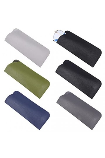 nbeads 6 Étui à Lunettes en Cuir, 5 Couleurs Portable PU Cuir Souple Lunettes de Lecture Pochette Glisser dans Lunettes de So
