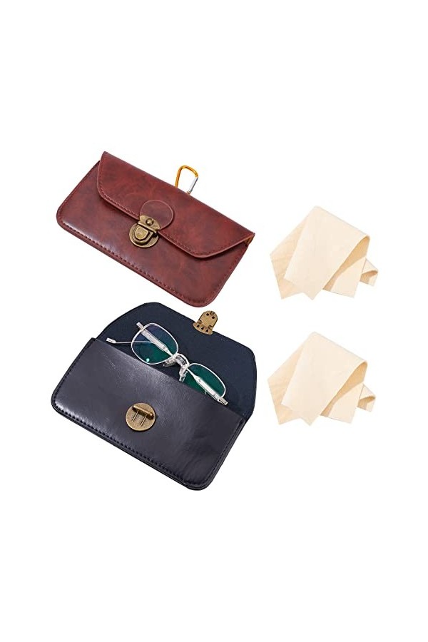 nbeads 6 Étui à Lunettes en Cuir, 5 Couleurs Portable PU Cuir Souple Lunettes de Lecture Pochette Glisser dans Lunettes de So