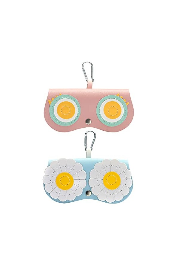 étui à Lunettes Femme, étui à Lunettes de Soleil Portable Protecteur de Lunettes de Voyage Mignon sac Suspendu Avec Bouton po
