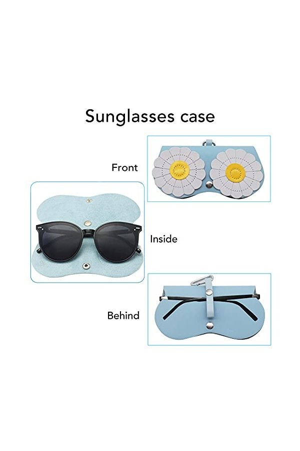 étui à Lunettes Femme, étui à Lunettes de Soleil Portable Protecteur de Lunettes de Voyage Mignon sac Suspendu Avec Bouton po