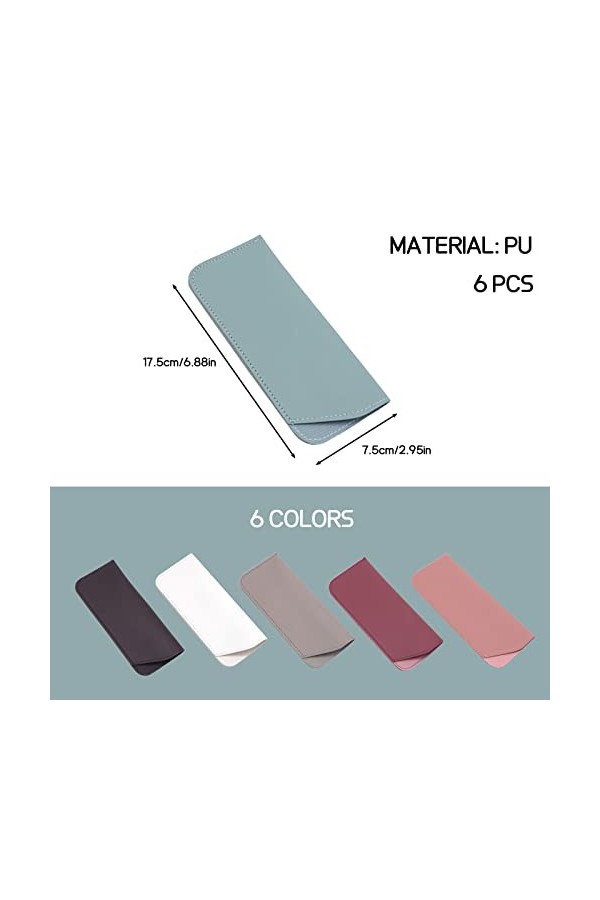 Wondsea 6 pièces Étuis à Lunettes Souples,étui à lunettes souple,Étui à Lunettes de Soleil Souple,Étui à Lunettes en Cuir Lun