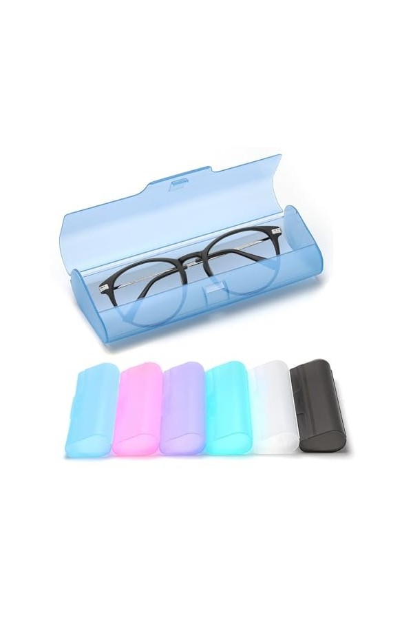 FZSECRIU 4Pcs Etui Lunettes Rigide,Boite a Lunette, Rangement Lunettes, Porte Lunettes, Etui a Lunette Transparent, Givré 