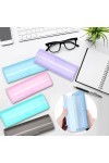 FZSECRIU 4Pcs Etui Lunettes Rigide,Boite a Lunette, Rangement Lunettes, Porte Lunettes, Etui a Lunette Transparent, Givré 