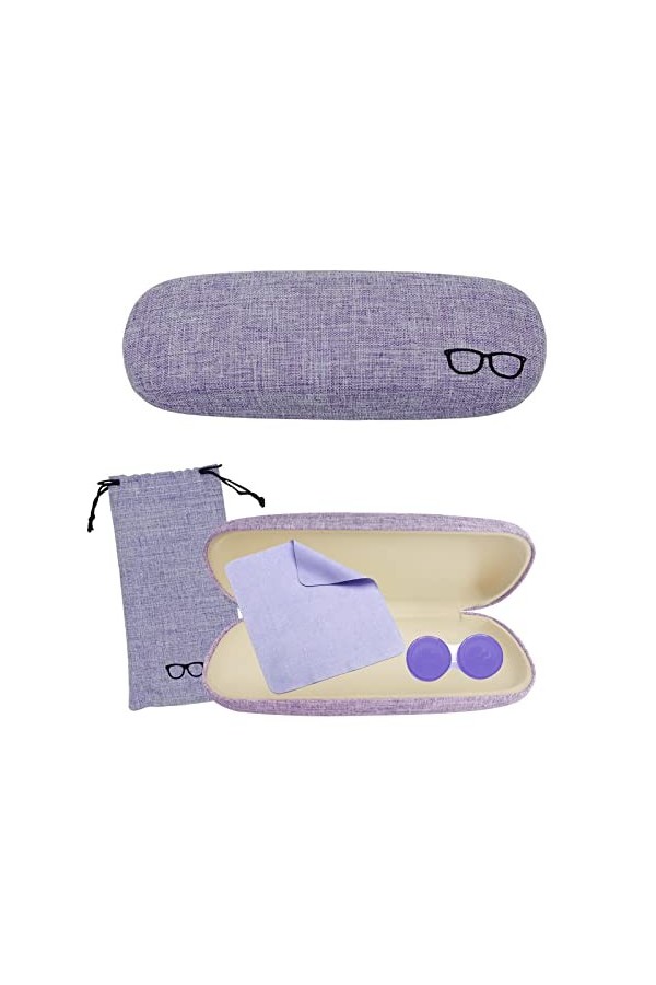 Étui à Lunettes Femme, Etui à Lunettes Pourpre, Etui à Lunettes Rétro pour Femmes, Filles, avec étui à Lunettes, Chiffon de N