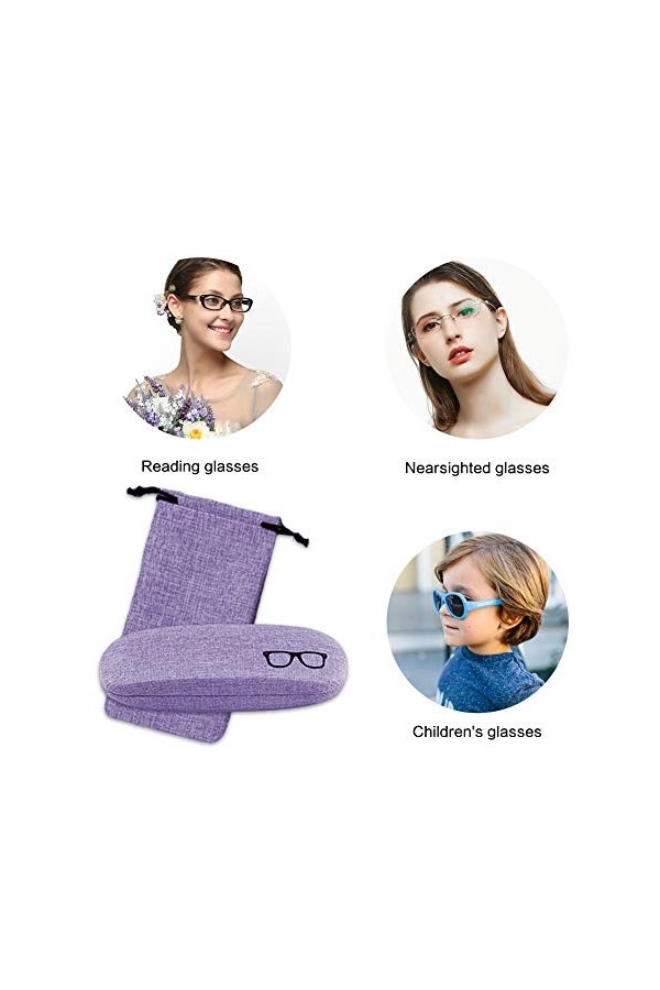 Étui à Lunettes Femme, Etui à Lunettes Pourpre, Etui à Lunettes Rétro pour Femmes, Filles, avec étui à Lunettes, Chiffon de N