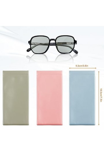 Bohrma Glasses Case 3pcs PU Leather Soft Glasses Case Housse de protection avec lunettes Nettoyage Chiffon Soft Glasses Case 