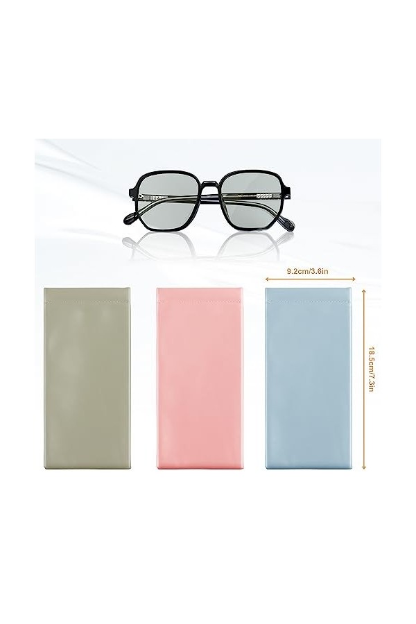 Bohrma Glasses Case 3pcs PU Leather Soft Glasses Case Housse de protection avec lunettes Nettoyage Chiffon Soft Glasses Case 