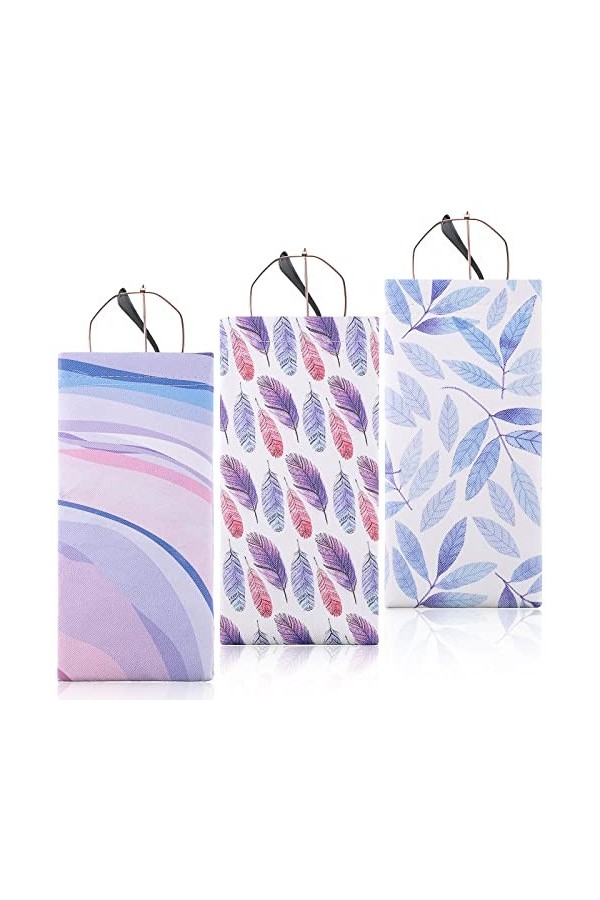 Fiada 3 Pcs Étui à Lunettes de Soleil en Cuir Sac à Lunettes Souple en PU 6,89 x 3,54 Pouces Boitier à Lunettes de Lecture Po