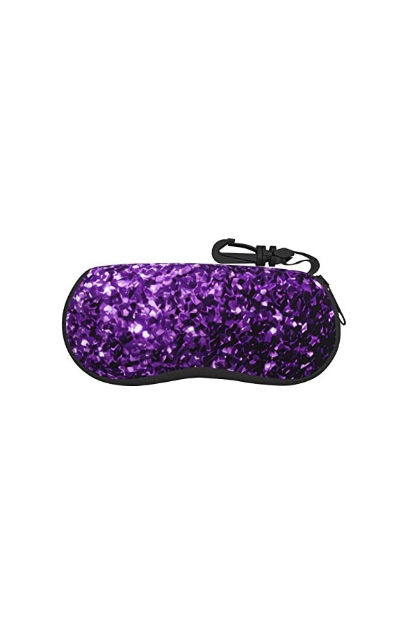 Magnifique étui à lunettes violet à paillettes avec fermeture éclair, étui souple et portable pour lunettes de soleil de spor