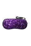 Magnifique étui à lunettes violet à paillettes avec fermeture éclair, étui souple et portable pour lunettes de soleil de spor