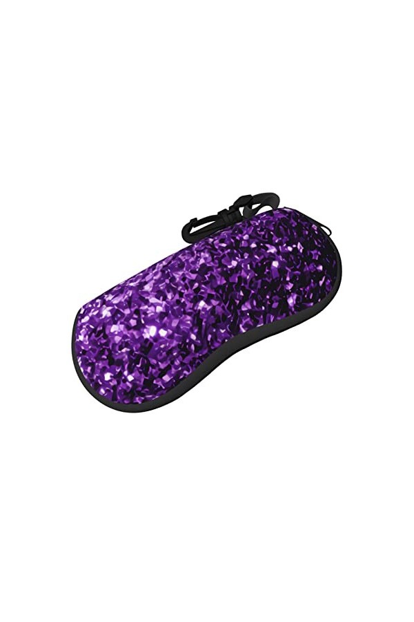 Magnifique étui à lunettes violet à paillettes avec fermeture éclair, étui souple et portable pour lunettes de soleil de spor