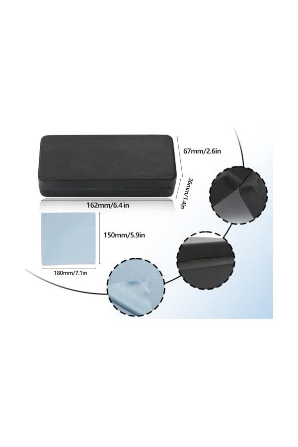 KAPSING Étui à Lunettes à Coque Rigide Grand Étui à Lunettes de Soleil avec Chiffons à Lunettes en Microfibre Étui à Lunettes