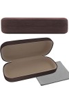 Olicky Étui à Lunettes Rigide avec un Revêtement Extérieur en Imitation de Bois, Boîte à Lunettes en Cuir PU, Portable Étui d
