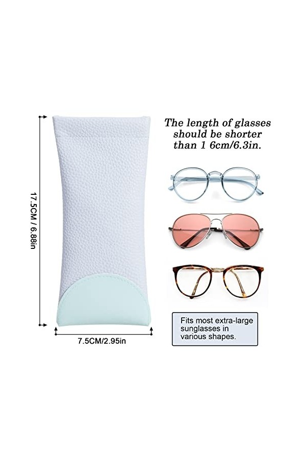 Hifot Étui Lunettes 3 pièces avec Chiffon à Lunettes, Étui Lunette Souple PU Cuir Sac Lunettes Boitier Lecture pour Femme Hom