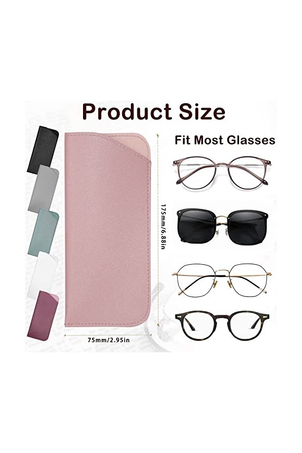 FAINCA Lot de 6 Etui Lunettes en Cuir, Etui Lunettes Souple, Boite à Lunettes Portable, Etuis à Lunettes Femme, Sac à Lunette