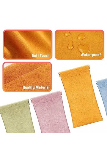 WanderGo Lot de 4 étuis à lunettes souples en cuir synthétique pour femme avec 4 chiffons de nettoyage, étui à lunettes de so