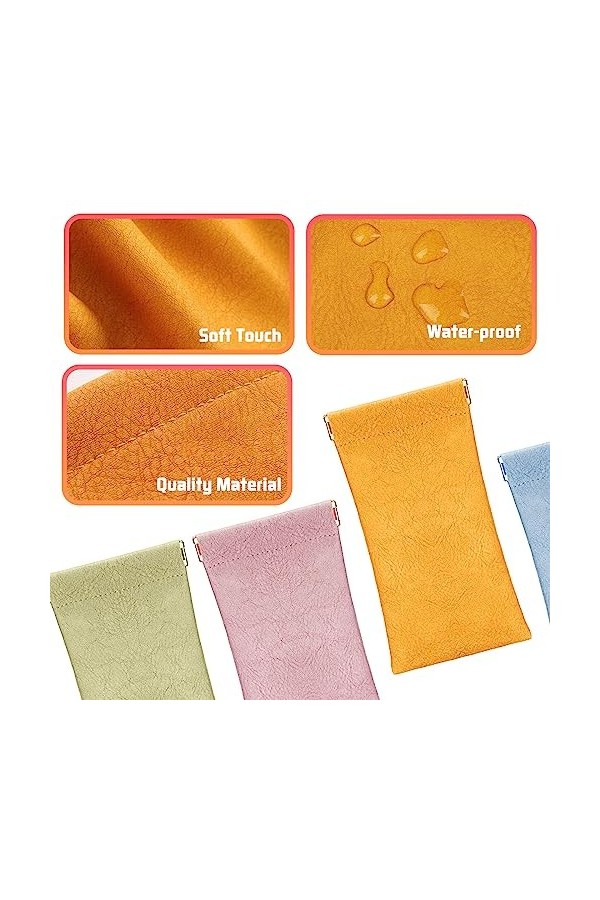 WanderGo Lot de 4 étuis à lunettes souples en cuir synthétique pour femme avec 4 chiffons de nettoyage, étui à lunettes de so