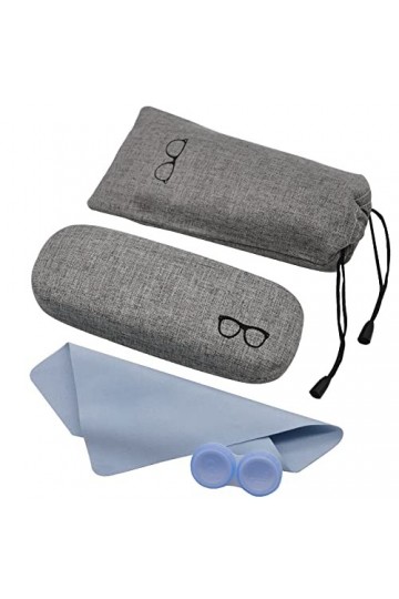 Étui à Lunettes Femme, Étui à Lunettes Mignon Étui à Lunettes Gris pour Femme, Fille, Garçon, Homme avec étui à Lunettes, Chi