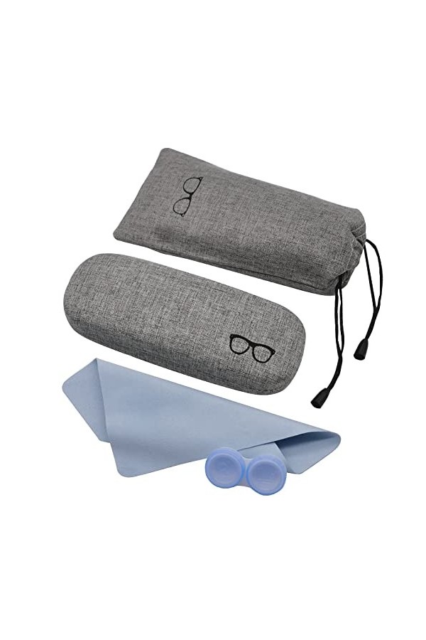 Étui à Lunettes Femme, Étui à Lunettes Mignon Étui à Lunettes Gris pour Femme, Fille, Garçon, Homme avec étui à Lunettes, Chi