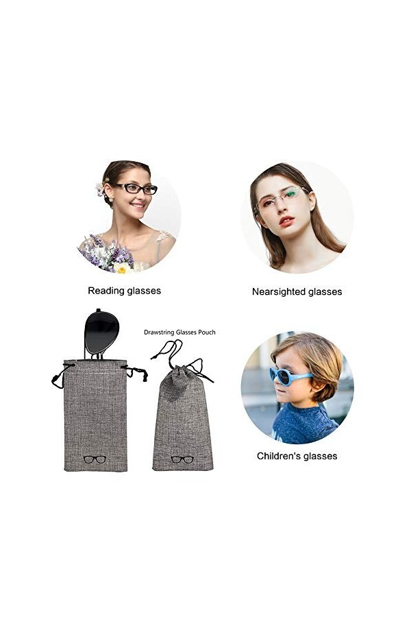 Étui à Lunettes Femme, Étui à Lunettes Mignon Étui à Lunettes Gris pour Femme, Fille, Garçon, Homme avec étui à Lunettes, Chi