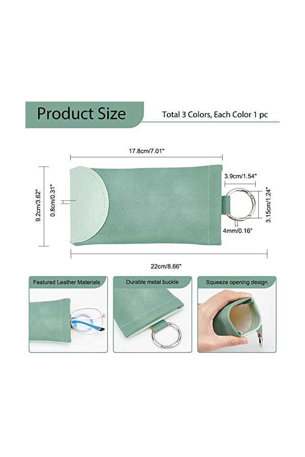 AHANDMAKER Étui à Lunettes Unisexe Résistant à la Pression Portable Simple Sac de Rangement Portable Fermeture Automatique Lu