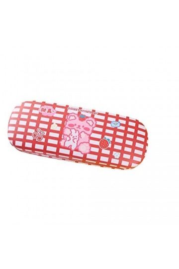 Étui à lunettes Kawaii à coque rigide - Joli dessin animé - Esthétique - Boîte de rangement pour fournitures scolaires, Rouge