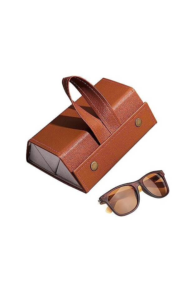 Tebinzi Étui à lunettes pliable,Étui lunettes soleil en cuir PU pliable - Boîte rangement portable pour lunettes, lunettes so