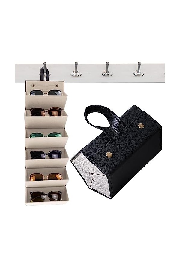 Tebinzi Étui à lunettes pliable,Étui lunettes soleil en cuir PU pliable - Boîte rangement portable pour lunettes, lunettes so