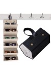 Tebinzi Étui à lunettes pliable,Étui lunettes soleil en cuir PU pliable - Boîte rangement portable pour lunettes, lunettes so