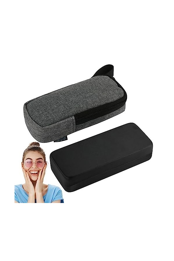 TROONZ Étui à lunettes rigide | Pochette de voyage pour lunettes de soleil - Étui à lunettes de soleil unisexe en cuir PU pou