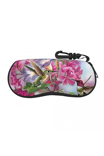 EVANEM Étui à lunettes en néoprène léger avec fermeture éclair et clip Motif drapeau du Honduras Bleu, Colibri fantaisie., ta