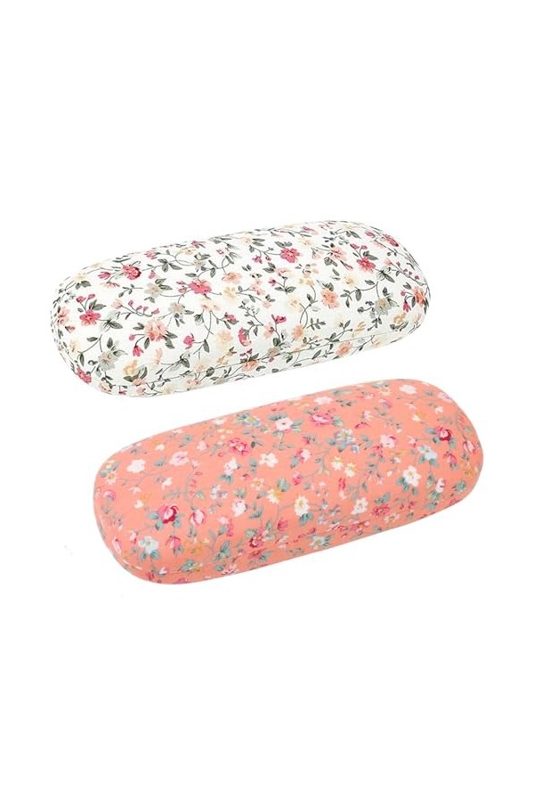 2pcs Étui à Lunettes Floral, Etuis à Lunettes Portables en Tissu à Motif Floral Coque Rigide, Rétro Étui Lunette Rigide Femme