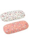 2pcs Étui à Lunettes Floral, Etuis à Lunettes Portables en Tissu à Motif Floral Coque Rigide, Rétro Étui Lunette Rigide Femme