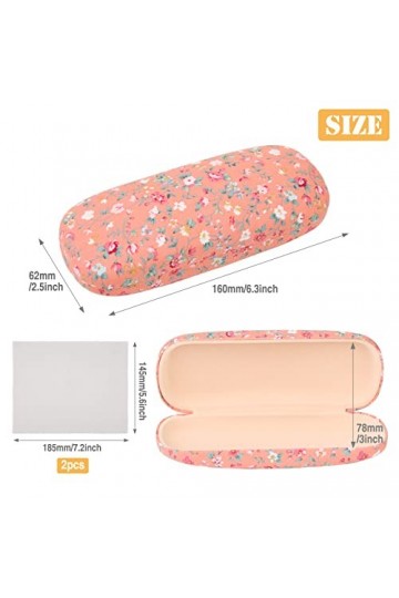 2pcs Étui à Lunettes Floral, Etuis à Lunettes Portables en Tissu à Motif Floral Coque Rigide, Rétro Étui Lunette Rigide Femme
