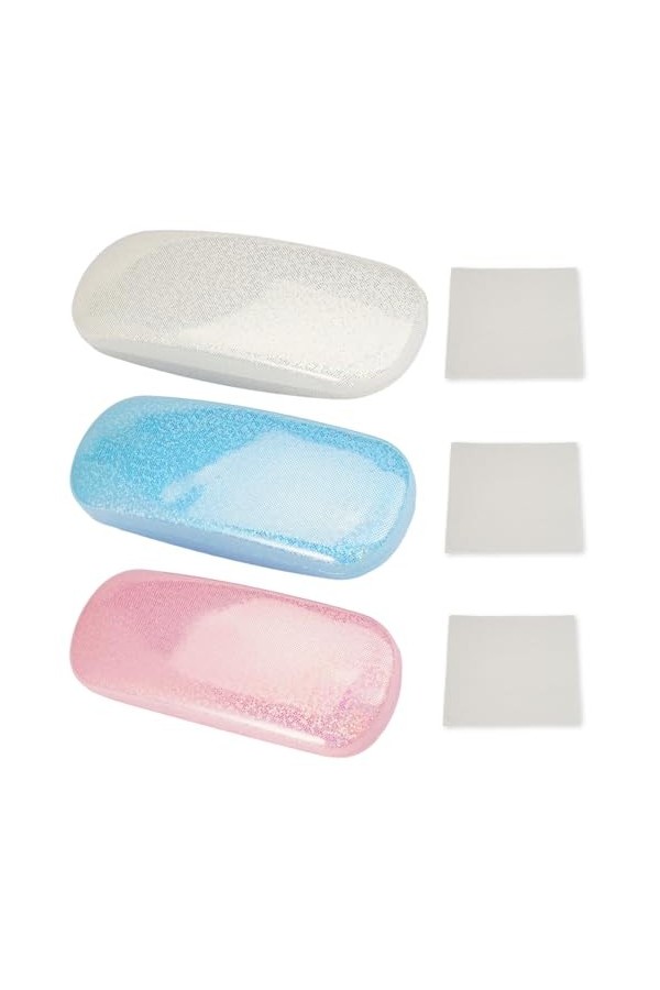 3 Pièces Etui Lunettes Rigide, Boite Lunette Étui à Lunettes Femme de Soleil en Cuir Rigide, Boîte de Rangement Anti-Stress, 