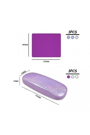 ATBUSS Lot de 3 étuis à lunettes à paillettes avec 3 chiffons, boîte de rangement anti-stress, étui à lunettes simple, outil 