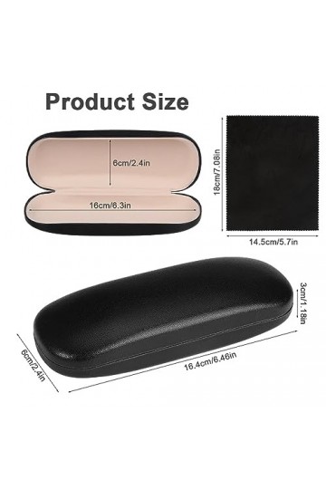 3 Pièces Étuis à Lunettes Rigides avec 3 Chiffon de Nettoyage, Boîte à Lunettes de Soleil en Cuir PU, Boite Lunettes Rigide P
