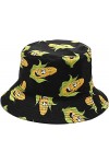 ARG Chapeau cloche unisexe en coton réversible pour lété, les voyages, les festivals, le soleil, le pêcheur, Smiley noir, ta