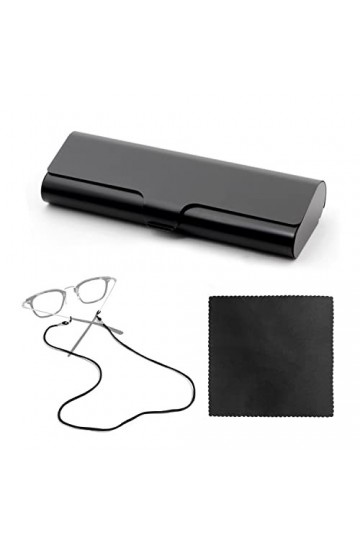 PFLYPF 1 étui à lunettes, 1 chiffon à lunettes, 1 corde à lunettes, étui de protection pour lunettes, étui à lunettes en alum