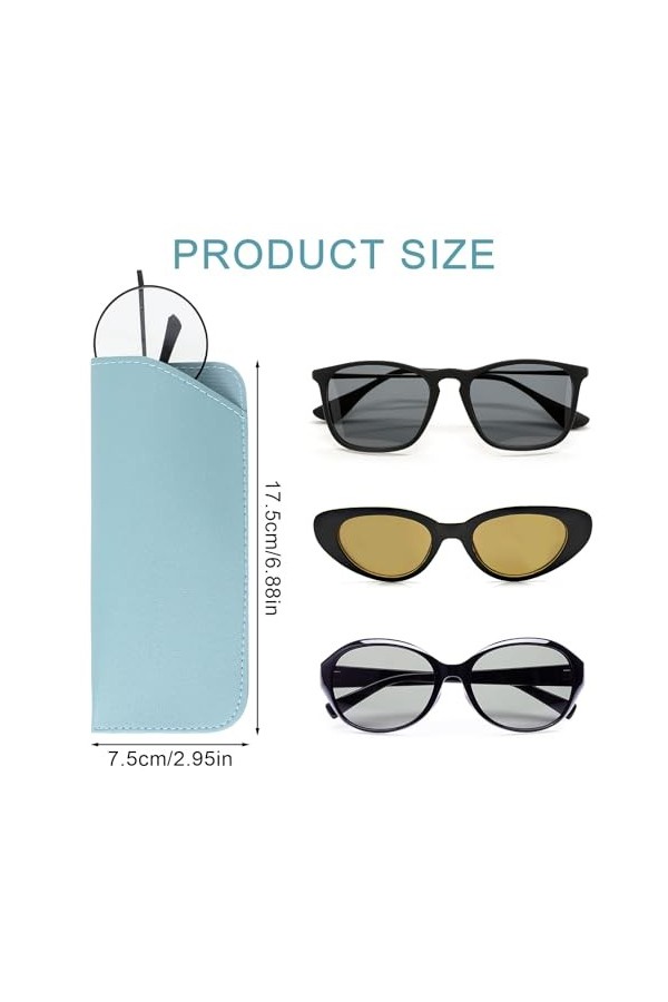 8 Pièces Etui Lunettes de Soleil Souple en Cuir Sac à Lunettes Portable Etui à Lunette Souple de Soleil de Voyage pour Femme 